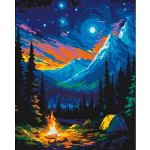 Sátrazás a csillagok alatt - Számfestő készlet kereten 40x50