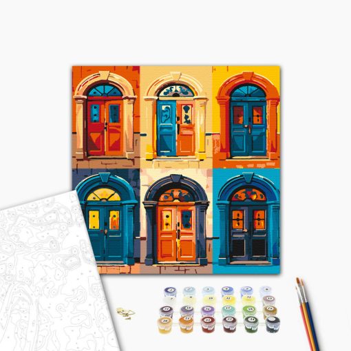 Minden ajtó mást mesél - Számfestő készlet kereten 40x40