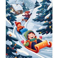 Szánkózás - Számfestő készlet kereten 40x50