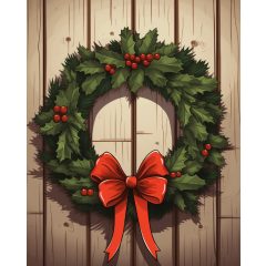 Karácsonyi koszorú - Számfestő készlet kereten 40x50