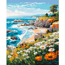 Virágos tengerpart - Számfestő készlet kereten 40x50