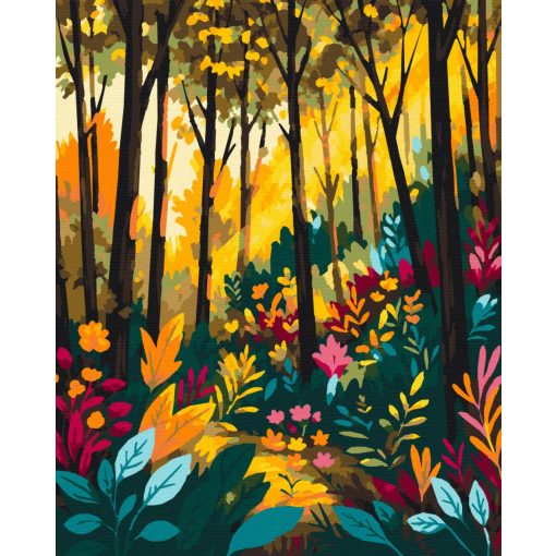 Napsugár a fák közt - Számfestő készlet kereten 40x50