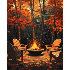 Hangulatos tűzhely - Számfestő készlet kereten 40x50