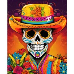 Mexikói koponya - Számfestő készlet kereten 40x50