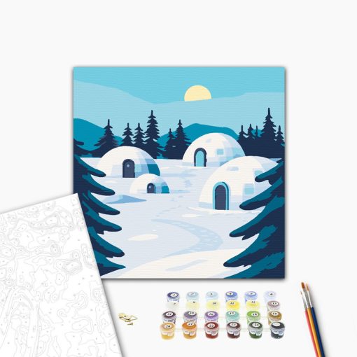 Iglo falu - Számfestő készlet kereten 40x40