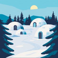 Iglo falu - Számfestő készlet kereten 40x40