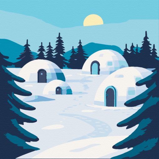 Iglo falu - Számfestő készlet kereten 40x40