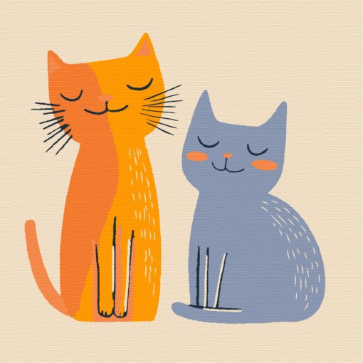 Mosolygó macskák - Számfestő készlet kereten 40x40