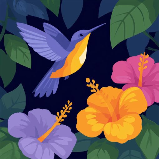 Apró kolibri - Számfestő készlet kereten 40x40