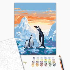 Pingvin család - Számfestő készlet kereten 40x50