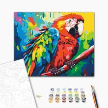 Színes papagáj - Számfestő készlet kereten 40x50