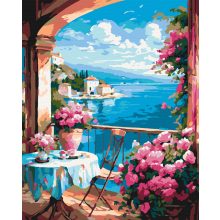 Virágos balkon - Számfestő készlet kereten 40x50