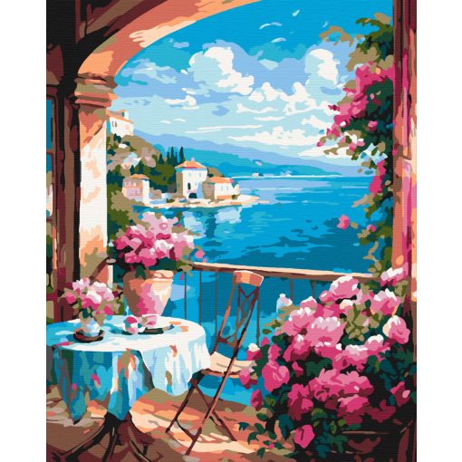 Virágos balkon - Számfestő készlet kereten 40x50