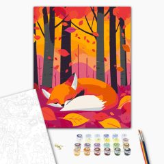 Alvó róka - Számfestő készlet kereten 40x50