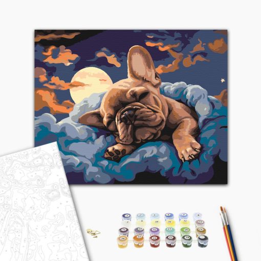 Bolldog álmok - Számfestő készlet kereten 40x50