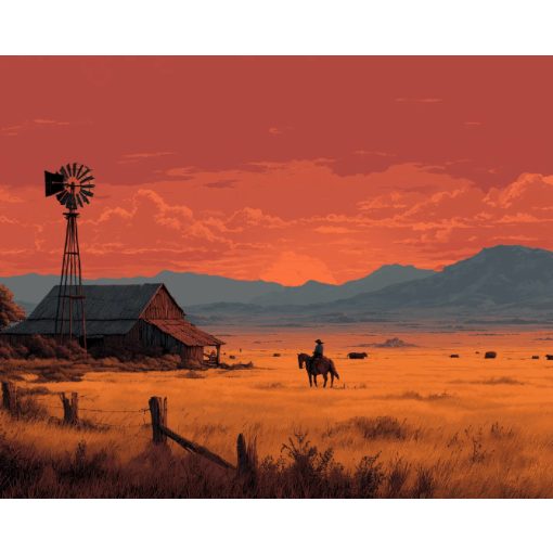 Texasi táj - Számfestő készlet kereten 40x50