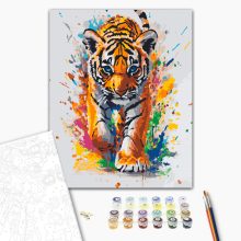 Festékes tigris - Számfestő készlet kereten 40x50
