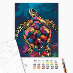 Színes teknős - Számfestő készlet kereten 40x50