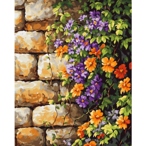 Virágos fal - Számfestő készlet kereten 40x50