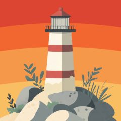   Minimalista világítótorony - Számfestő készlet kereten 40x40