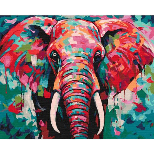 Színes elefánt - Számfestő készlet kereten 40x50