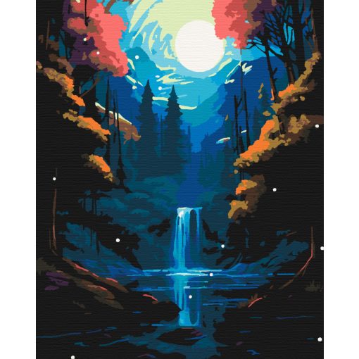 Elvarázsolt vízesés - Számfestő készlet kereten 40x50