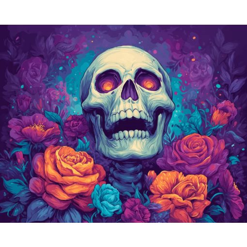 Virágcsontváz - Számfestő készlet kereten 40x50