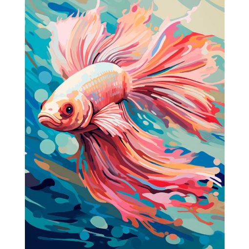 Színes trópusi hal - Számfestő készlet kereten 40x50