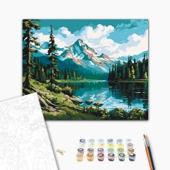 Hegyi tó csendje - Számfestő készlet kereten 40x50