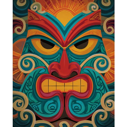 Maori maszk - Számfestő készlet kereten 40x50