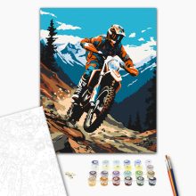 Hegyi motoros - Számfestő készlet kereten 40x50