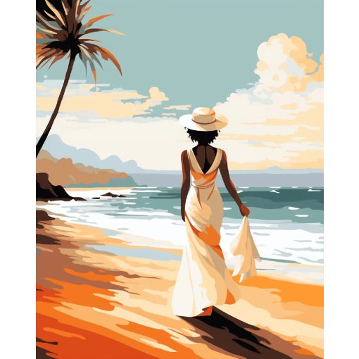 Óceánparti séta - Számfestő készlet kereten 40x50