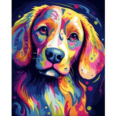 Színes beagle - Számfestő készlet kereten 40x50