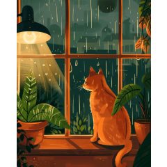 Csendes dorombolás - Számfestő készlet kereten 40x50