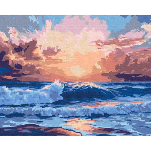 Hullámok a naplementében - Számfestő készlet kereten 40x50