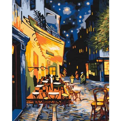 Kávéház terasz - Számfestő készlet kereten 40x50