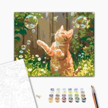 Macska és buborékok - Számfestő készlet kereten 40x50