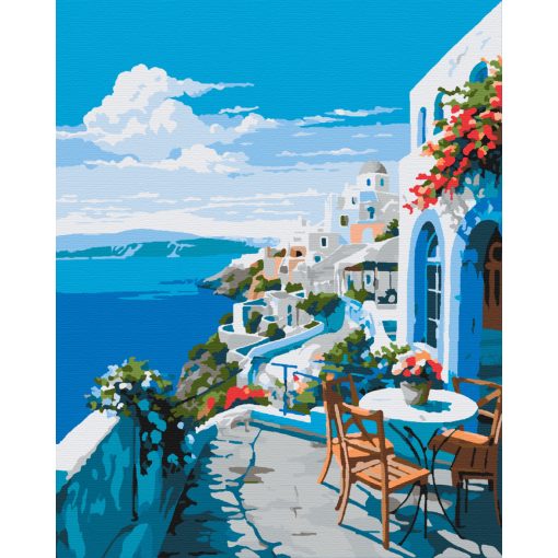 Égszínkék nyugalom - Számfestő készlet kereten 40x50