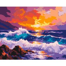 Hullámzó tenger - Számfestő készlet kereten 40x50