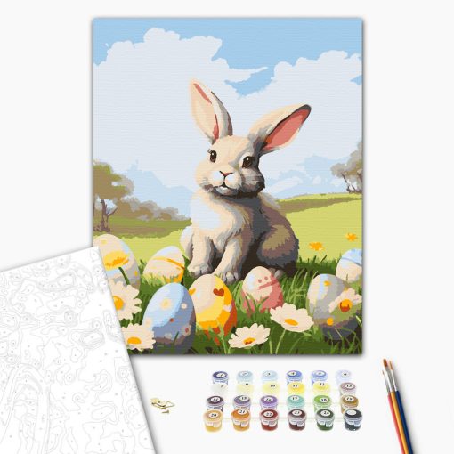 Húsvéti nyuszi - Számfestő készlet kereten 40x50