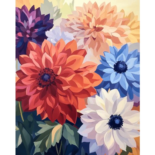 Dáliakert - Számfestő készlet kereten 40x50