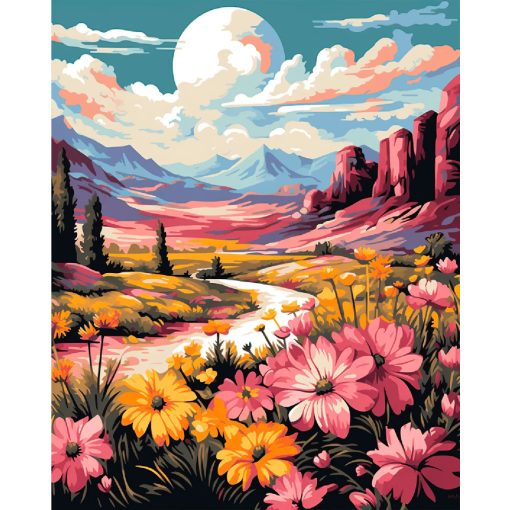 Virágvölgy - Számfestő készlet kereten 40x50