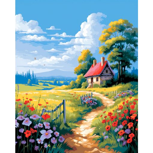 Virágos rét - Számfestő készlet kereten 40x50