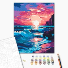 Rózsaszín naplemente - Számfestő készlet kereten 40x50