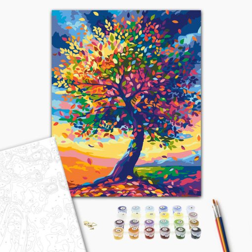 Fa élénk színekben - Számfestő készlet kereten 40x50