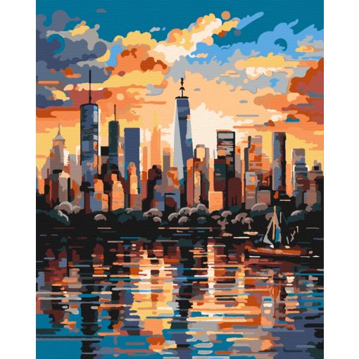 Felhőkarcolók városa - Számfestő készlet kereten 40x50