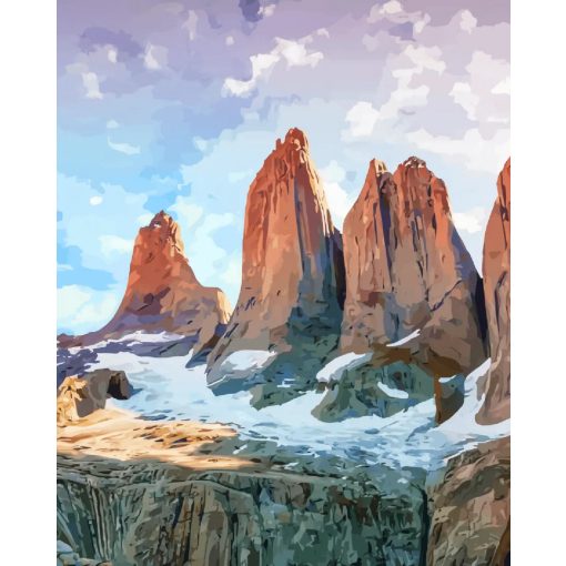 Torres del Paine Nemzeti Park - Számfestő készlet kereten 40x50