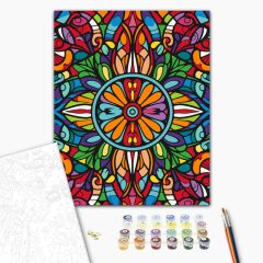   Színes rapszódia mandala - Számfestő készlet kereten 40x50