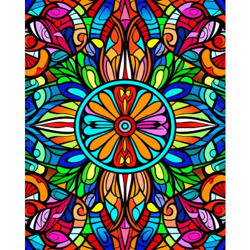 Színes rapszódia mandala - Számfestő készlet kereten 40x50
