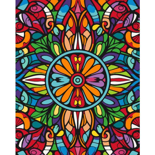 Színes rapszódia mandala - Számfestő készlet kereten 40x50